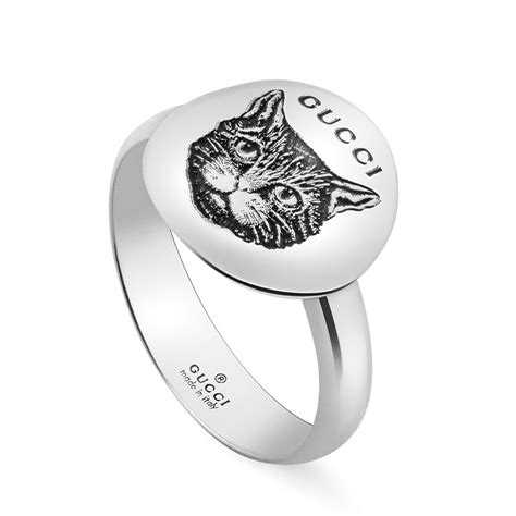 gucci feline head ring in silver|blind for love Gucci earrings.